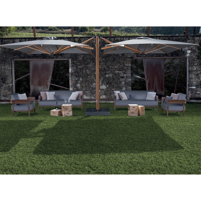 Ombrellone a doppio braccio Dual T Timber 3X6 mt