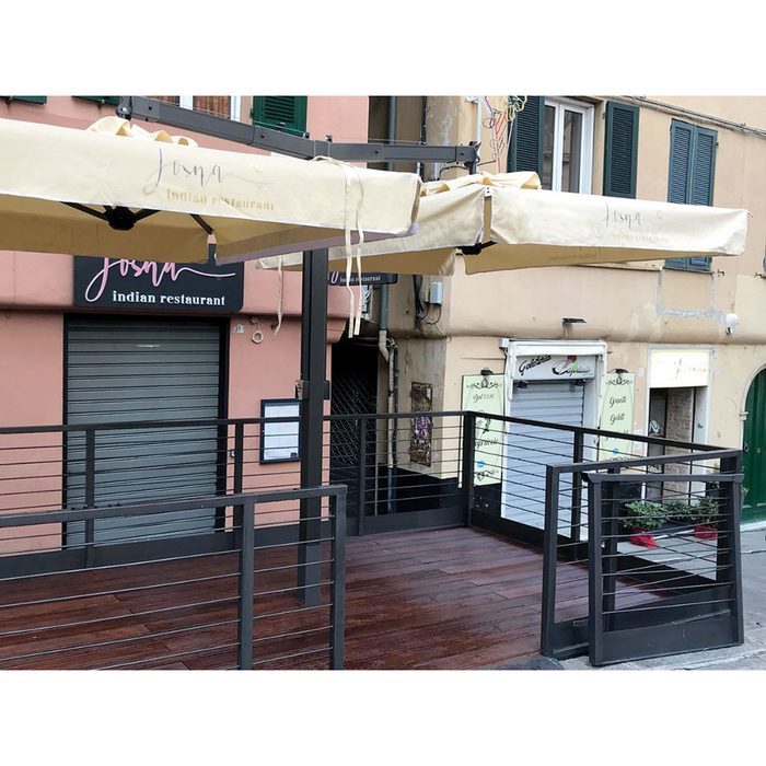 Ombrellone De Luxe Extra Bifoglio a V e a T palo antracite 3X6 mt