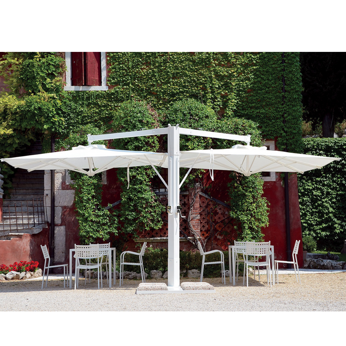 Ombrellone De Luxe Extra Bifoglio a V e a T palo antracite 4X6 mt