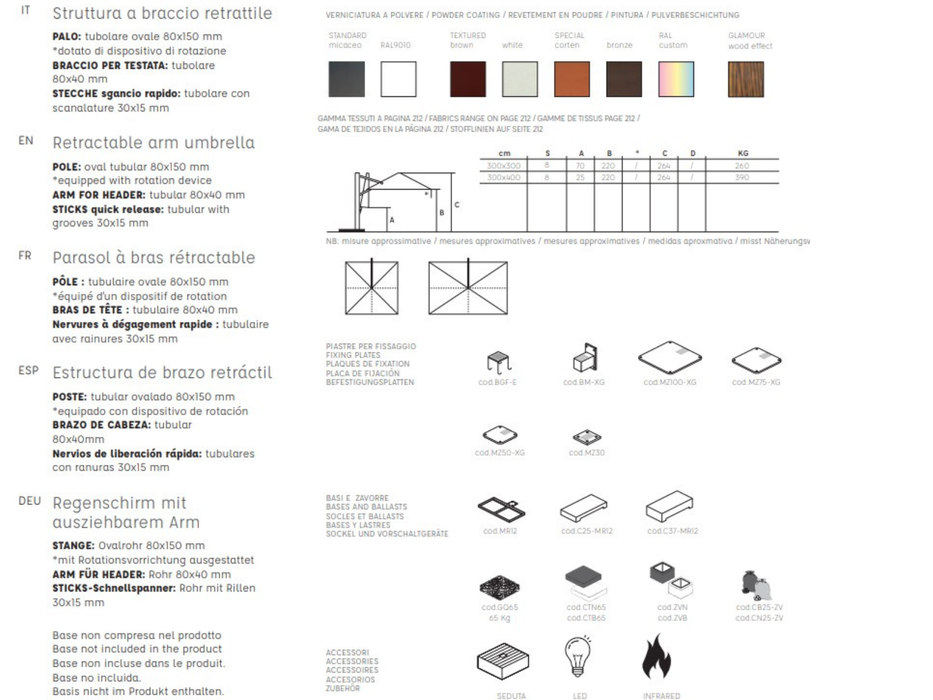 Ombrellone Ambra Classic 3X3 MT