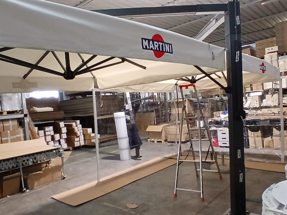 Ombrellone De Luxe Extra Bifoglio a V e a T palo antracite 4X6 mt