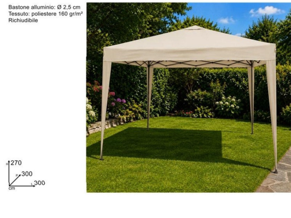 Gazebo richiudibile 3X3 MT CONSEGNA AD APRILE