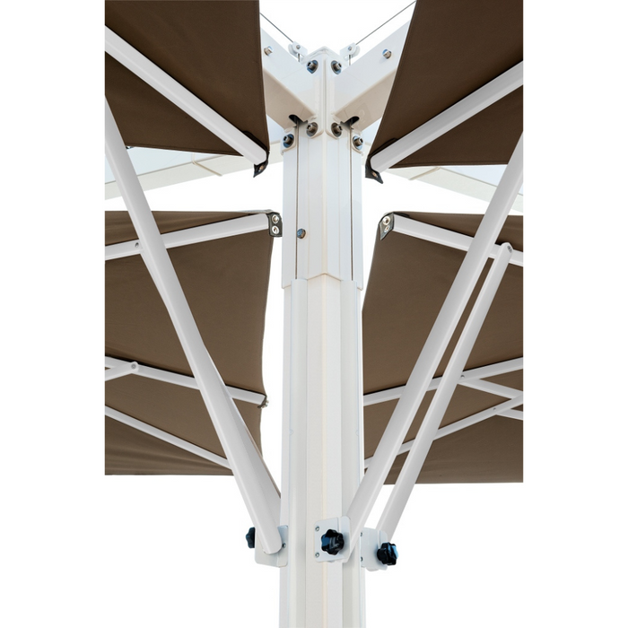 Ombrellone gigante a quattro braccia Alu Poker Starwhite 7X7 mt